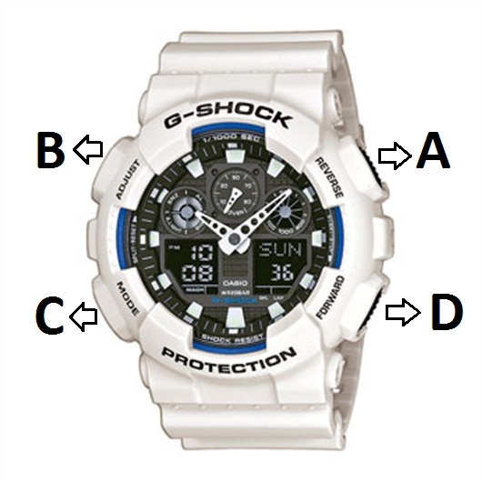 chỉnh giờ đồng hồ g-shock ga-100